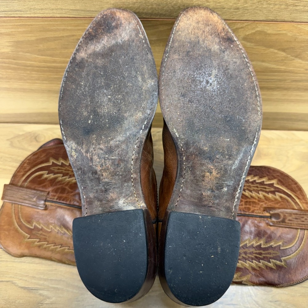 Lucchese 1883 Brown Leather Snip Toe Mens 8.5 D Western Cowboy Rodeo Ranch - Picture 9 of 12